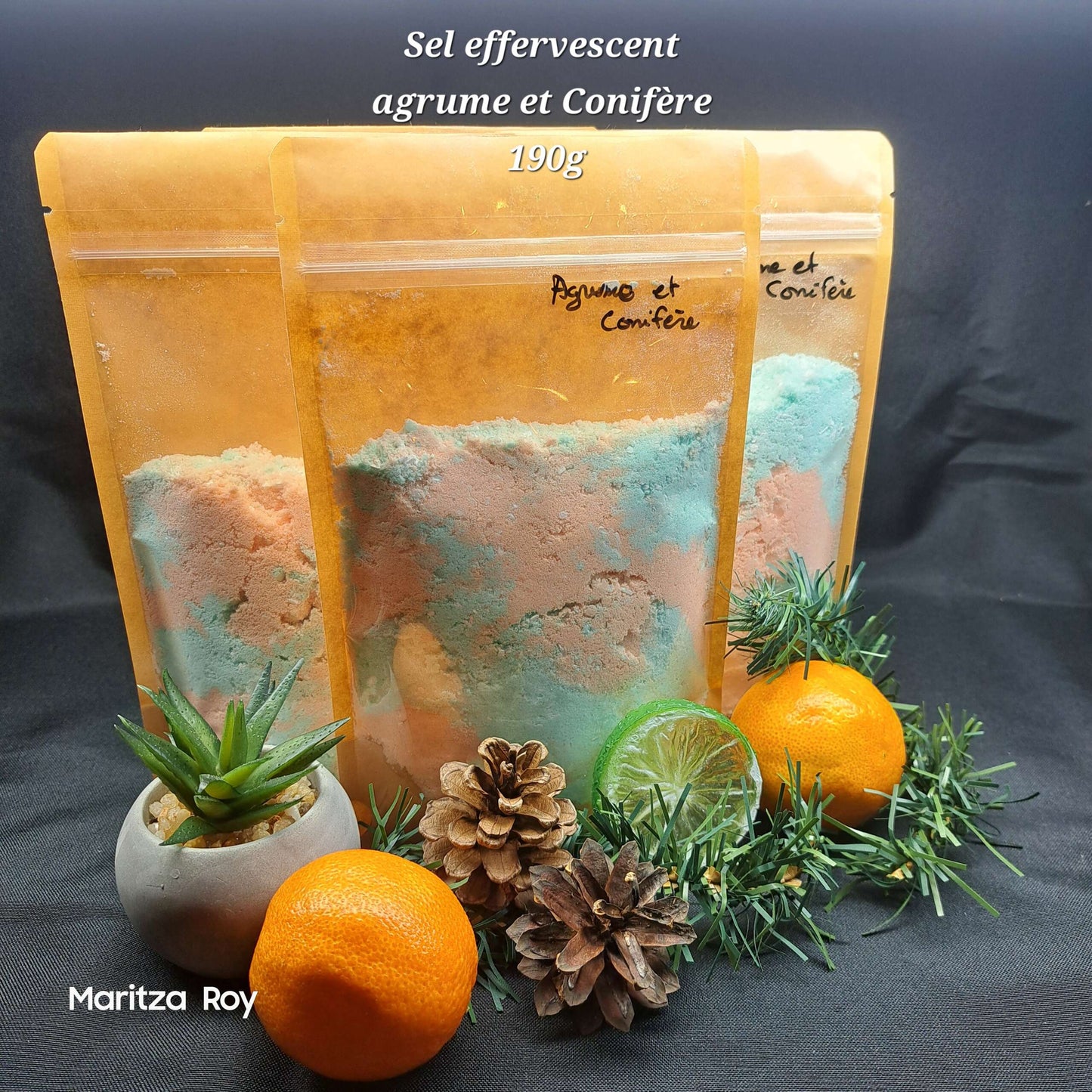 Sel de bain effervescent Agrume & conifère