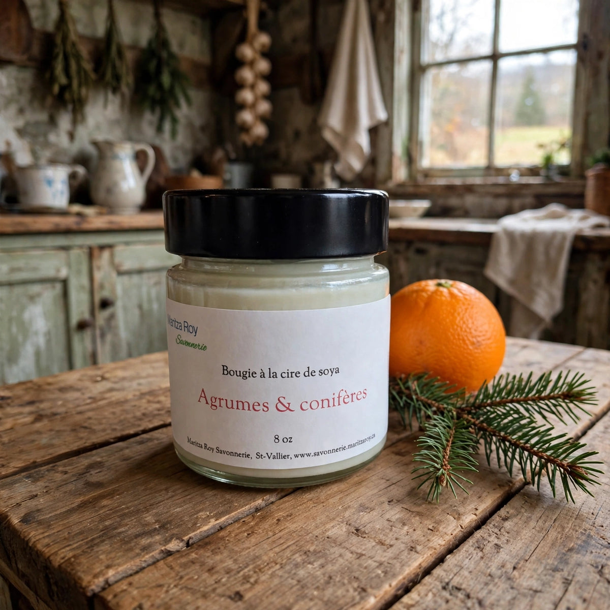 Bougie Agrumes et conifères 212 ml (8 oz) — Savonnerie Maritza Roy