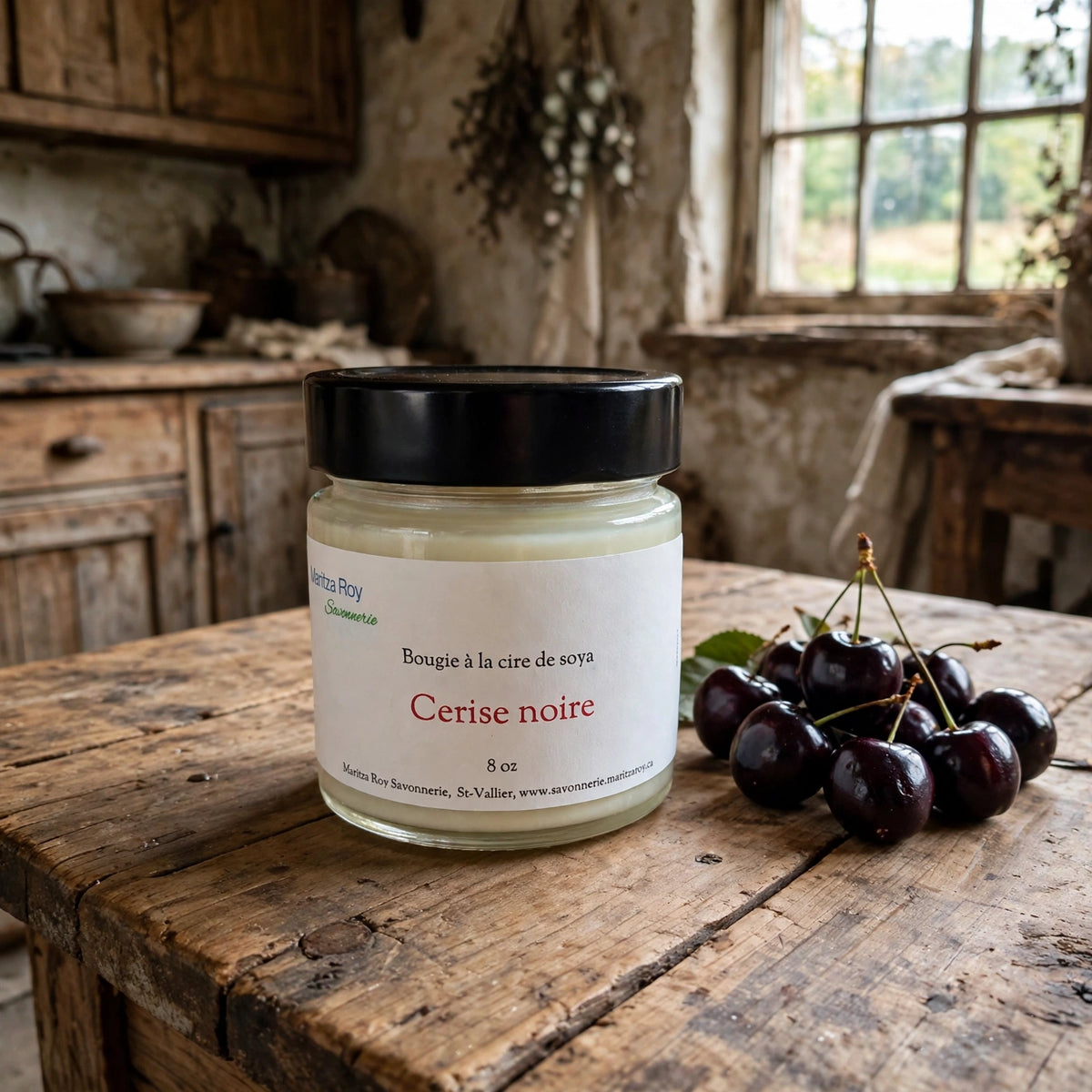 Bougie Cerise noire 212 ml (8 oz) — Savonnerie Maritza Roy