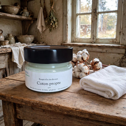 Bougie Coton propre 106 ml (4 oz) — Savonnerie Maritza Roy