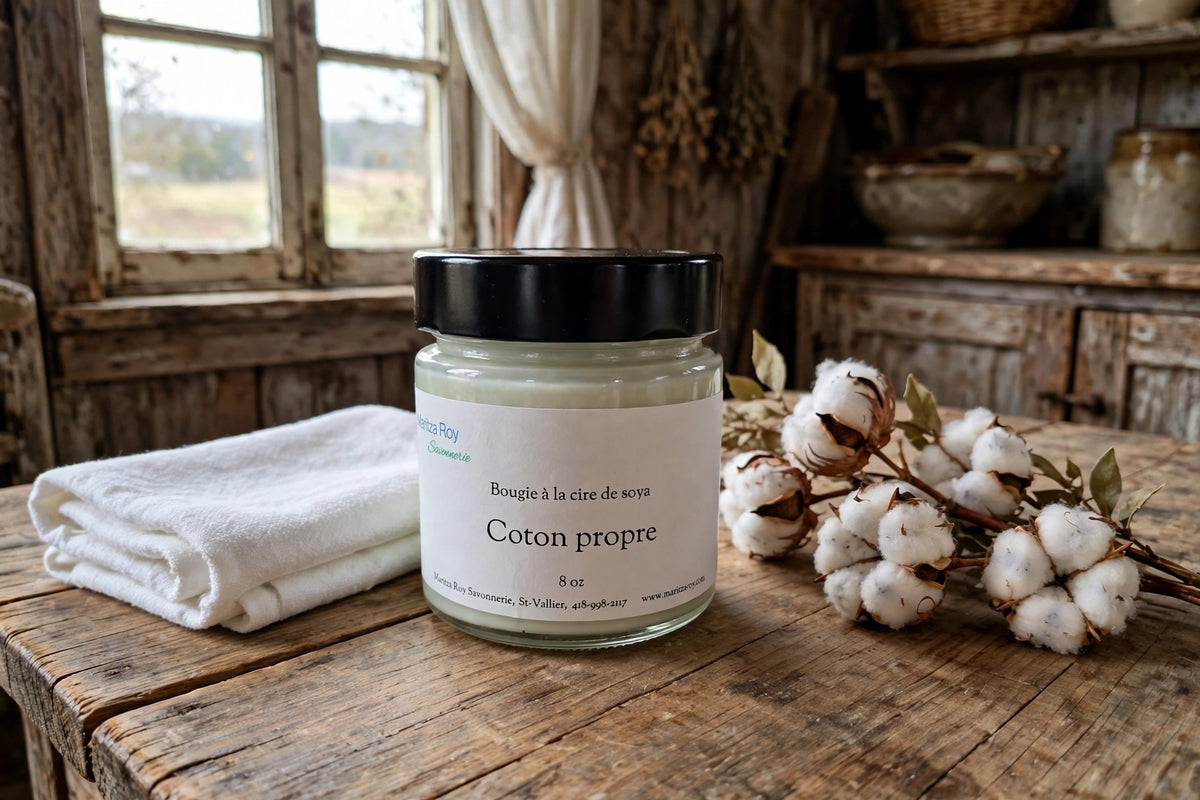Bougie Coton propre 212 ml (8 oz) — Savonnerie Maritza Roy